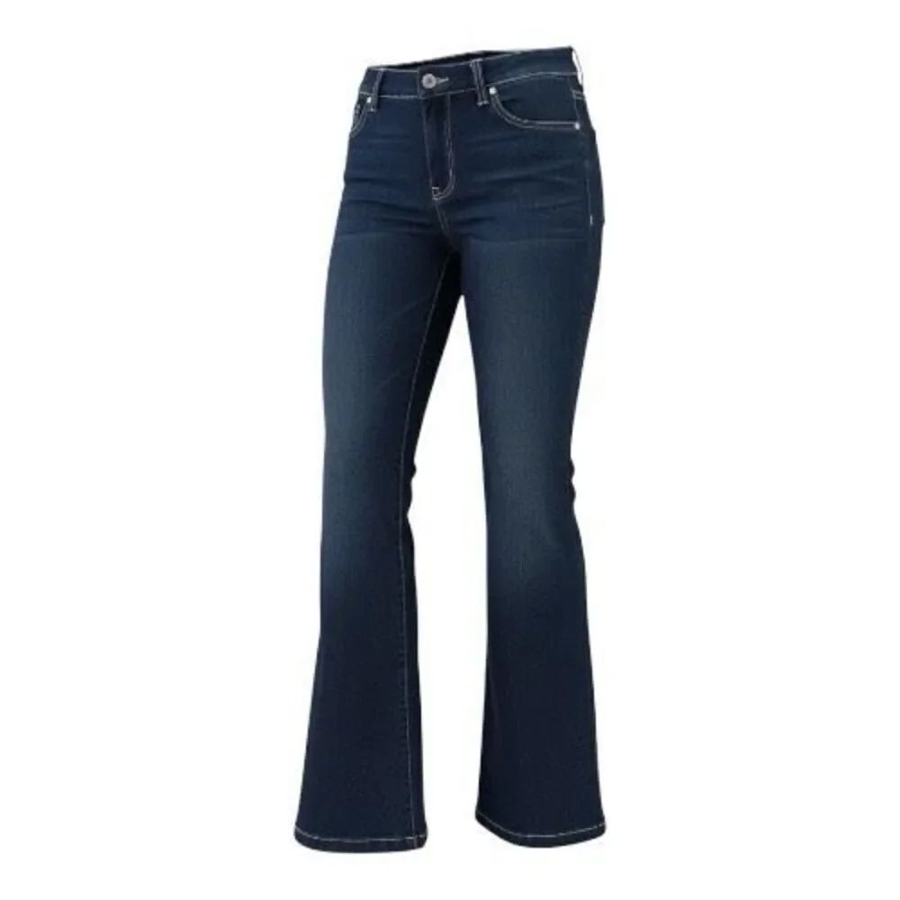 INC International Concepts Women Regular Fit Flare Leg Jeans 4 Blue Low Rise
